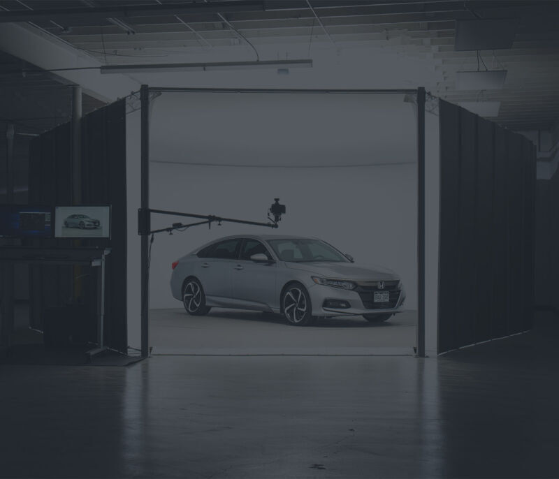 car in an automated photo booth