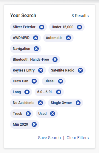 Autotrader filters