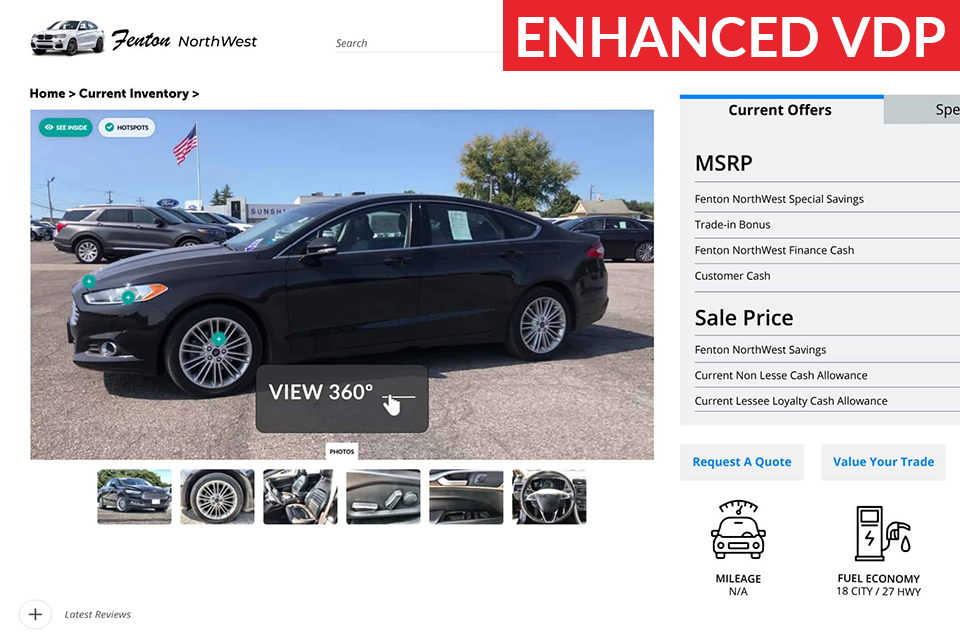screenshot of VDP page with redline 360